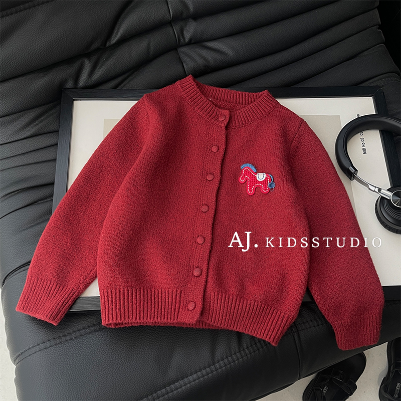 冬装儿童韩版时尚简约卡通小马保暖毛衣针织衫MPG7728