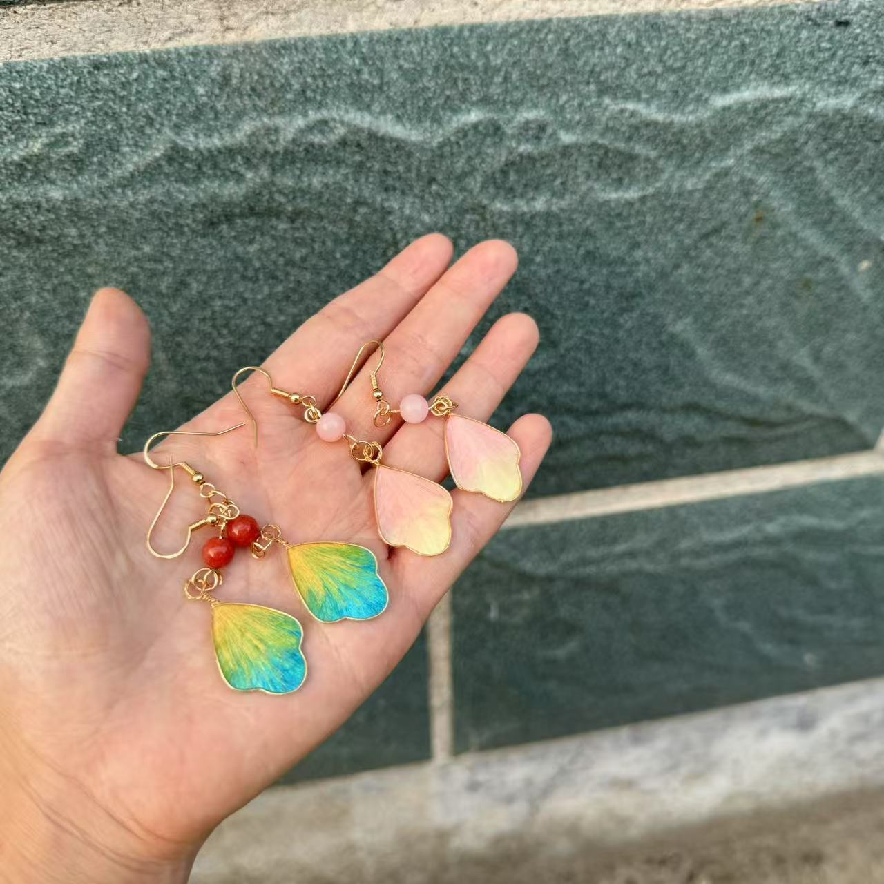 前尘梦汉服配饰古风绒花真丝绒花蚕丝线绒花耳钩