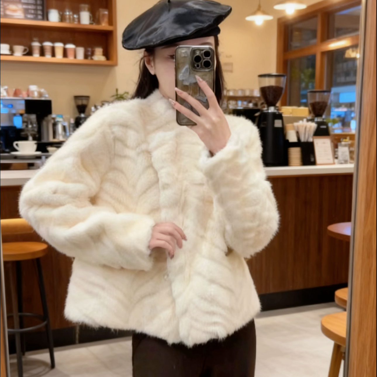 【送运费险】2025年韩系仿金叶貂皮毛一体气质百搭时尚显瘦外套
