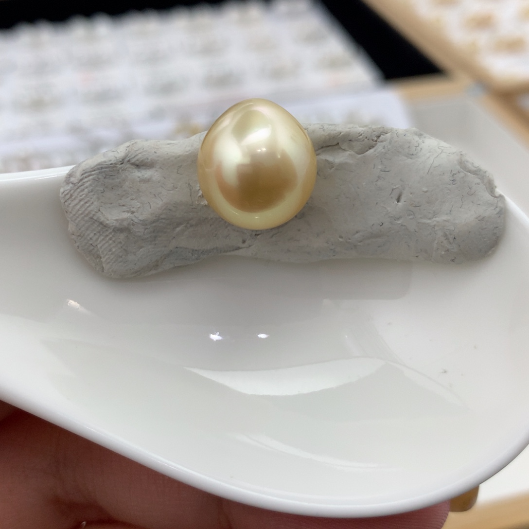海水珍珠裸珠13.1mm金珠裸珠