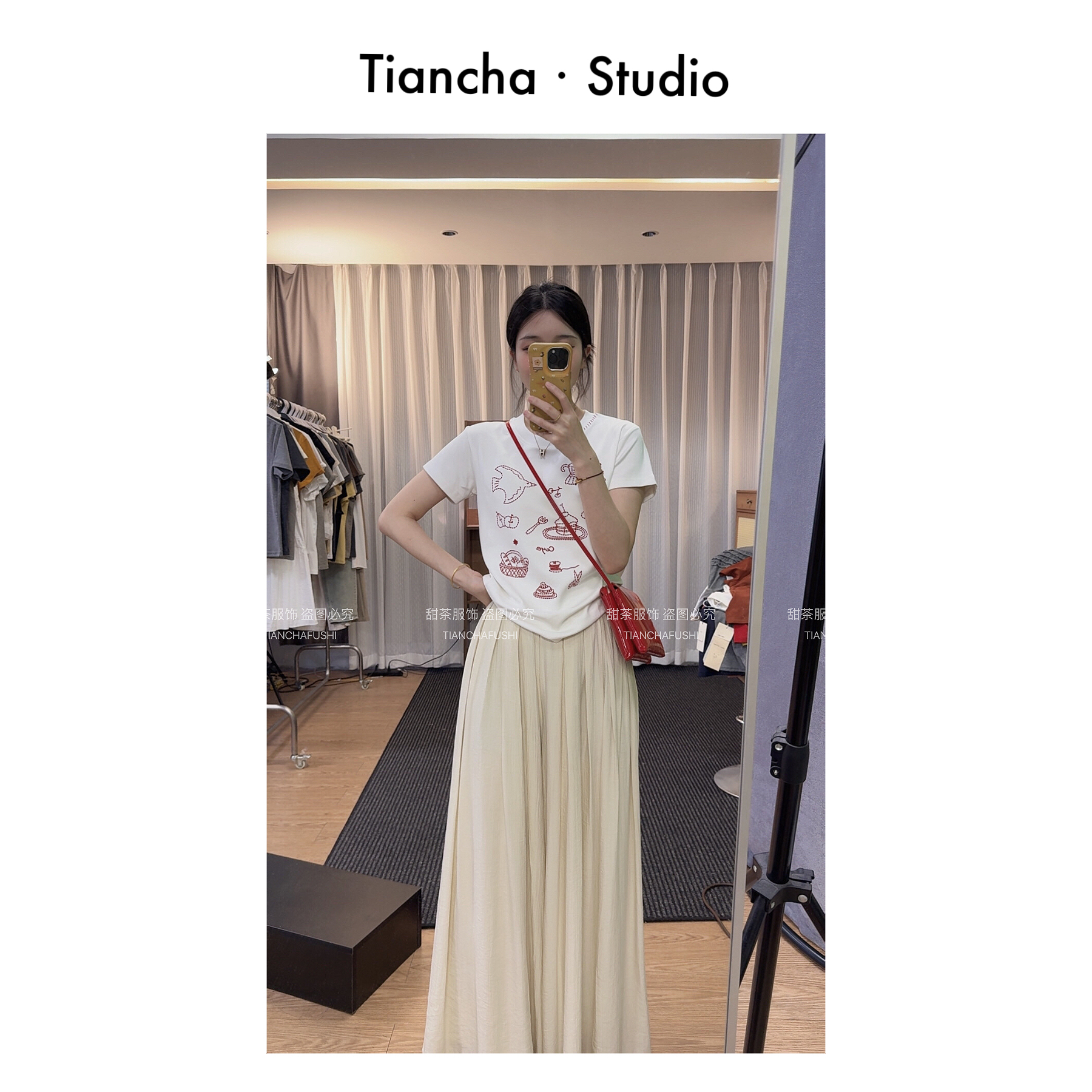 sweet 【飞鸟】】M556#夏季短袖正肩t恤女宽松减龄百搭显瘦