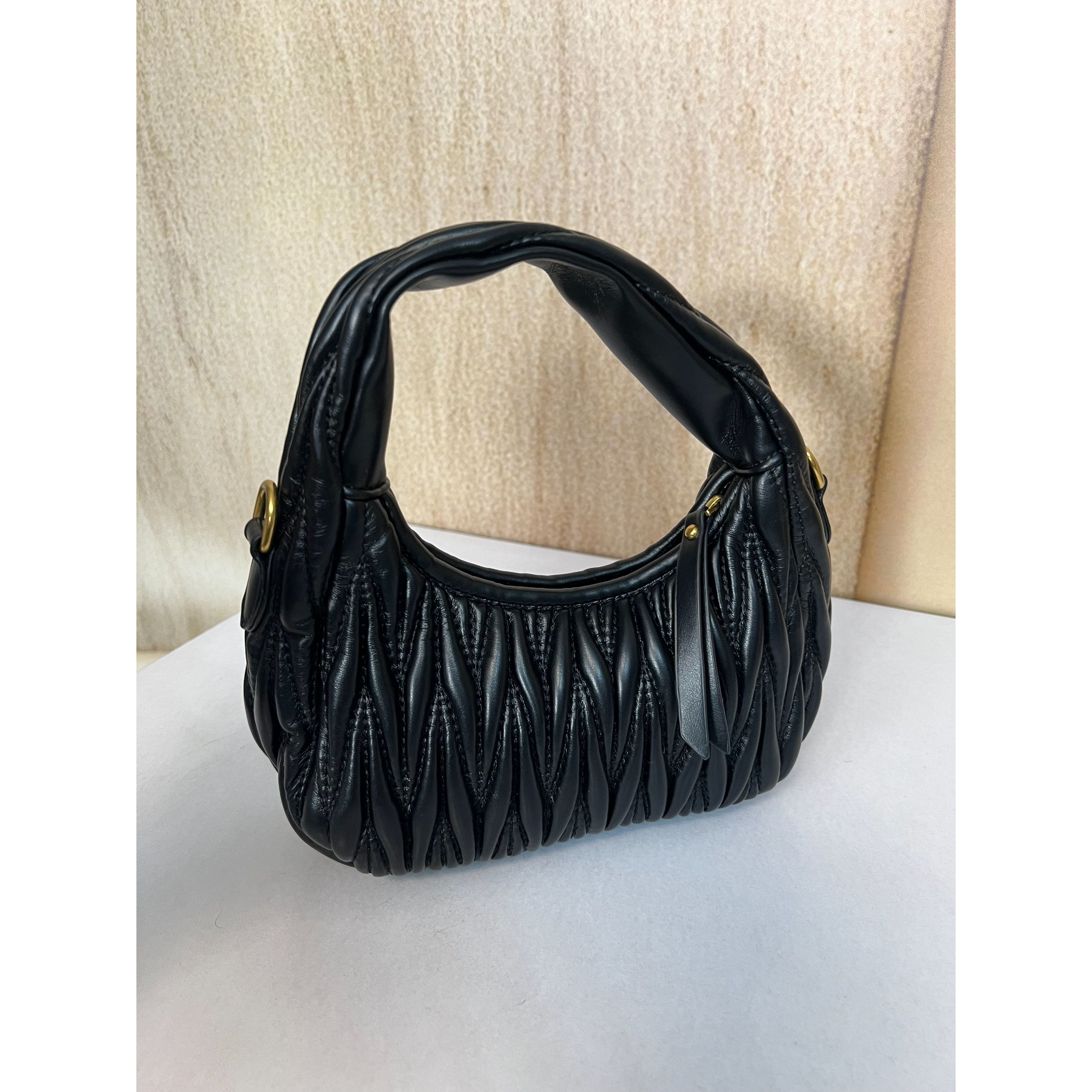 TOLEX2025新款手工时尚百女包褶皱圆黑色20cm