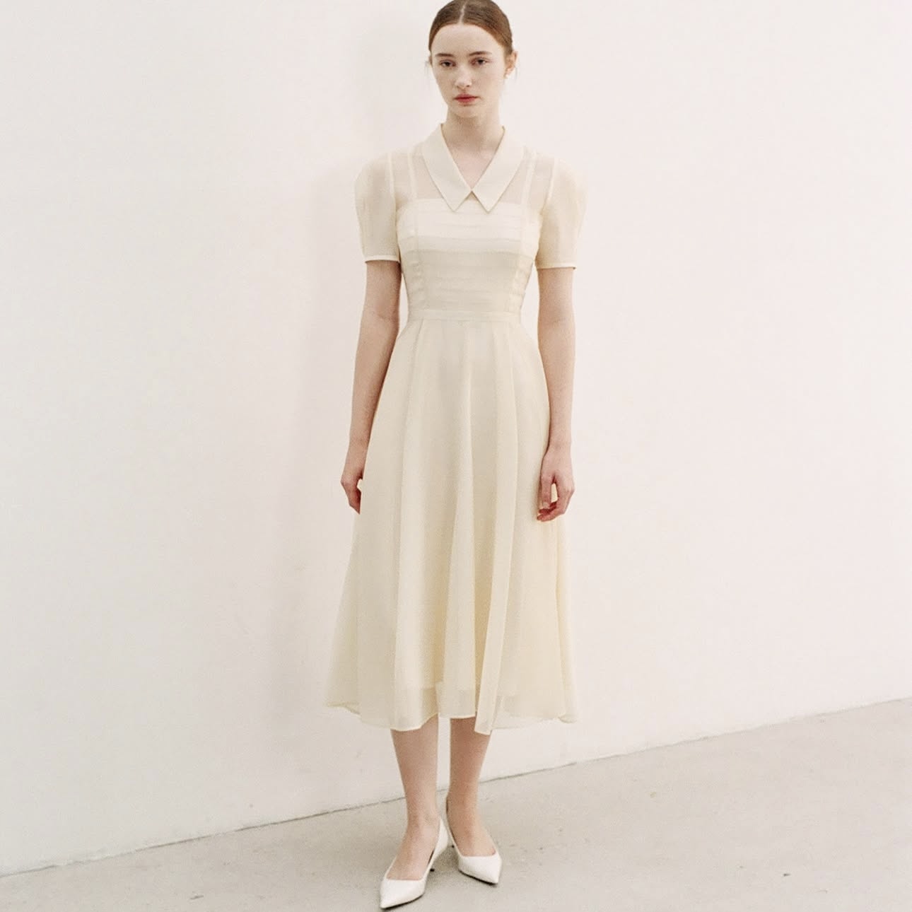 闪闪兒BA*U大摆裙斜肩短袖夏季连衣裙法式显瘦长款轻奢温柔6024