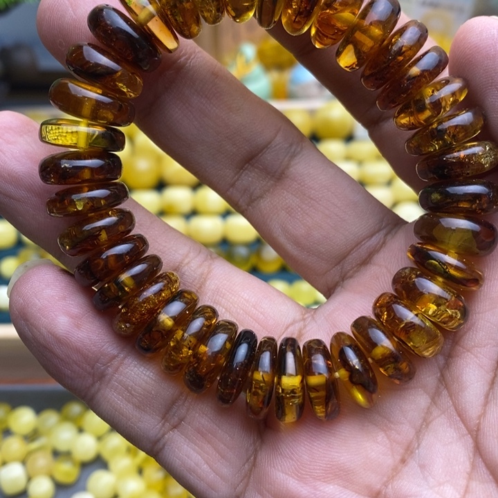 琥珀裸石未镶嵌隔片手串13+
