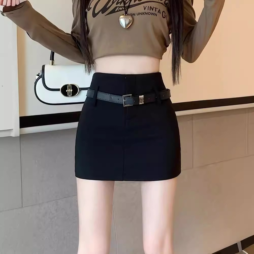 美式辣妹黑色性感包臀短裙女夏季大码胖mm韩版高腰显瘦a字半身裙