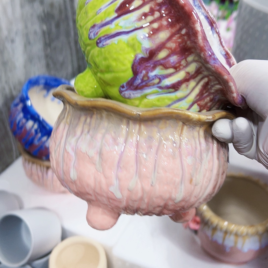 有孔外贸尾单陶瓷花盆凑单10米包邮