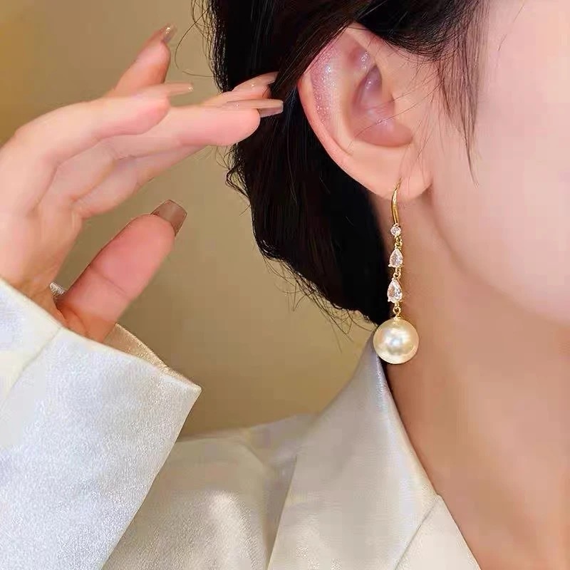 铜合金耳饰 法式简约气质时尚百搭长款耳钩-686