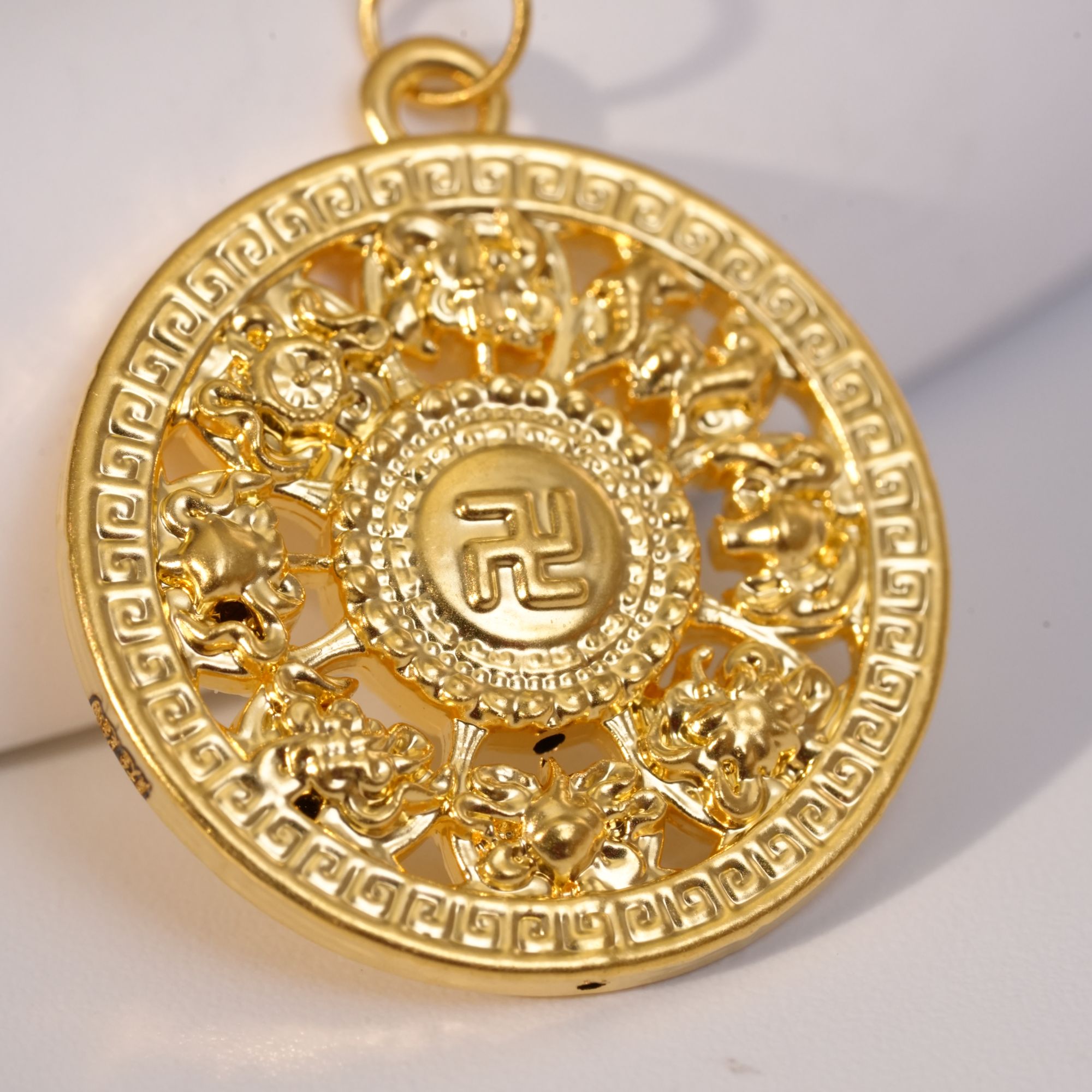 【小辛专属】足金999八宝罗盘吊坠卡22mm古法黄金挂坠 1.14 GP396