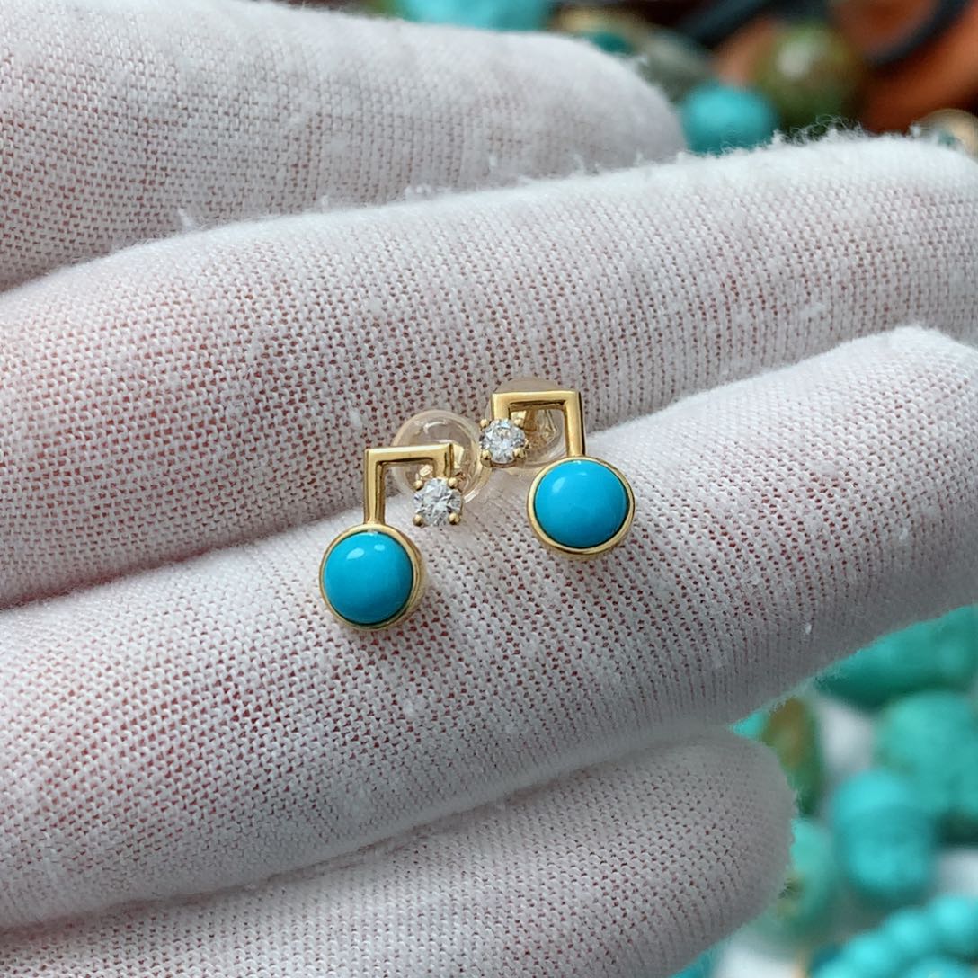 绿松石珠宝奇石18K金镶嵌