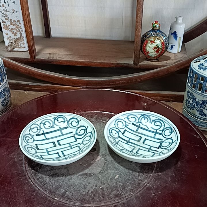 摆件六*喜子小盘一对全品