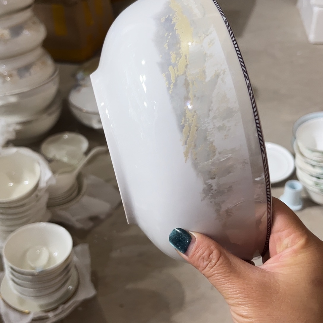 瓷片海岸八寸汤碗两个微瑕