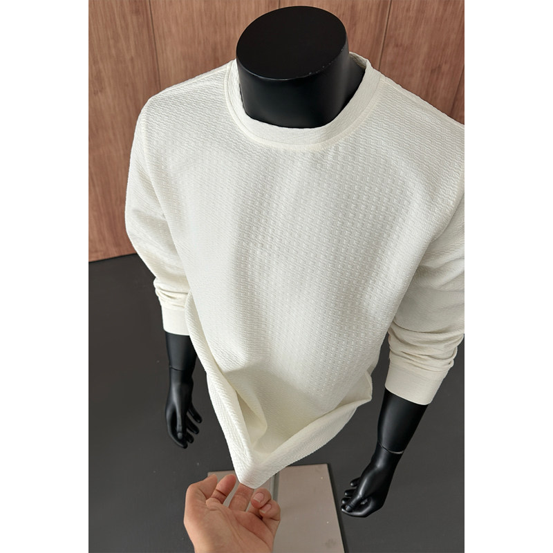 2026春季新款男士港风美式休闲宽松百搭纯色时尚潮流圆领长袖卫衣