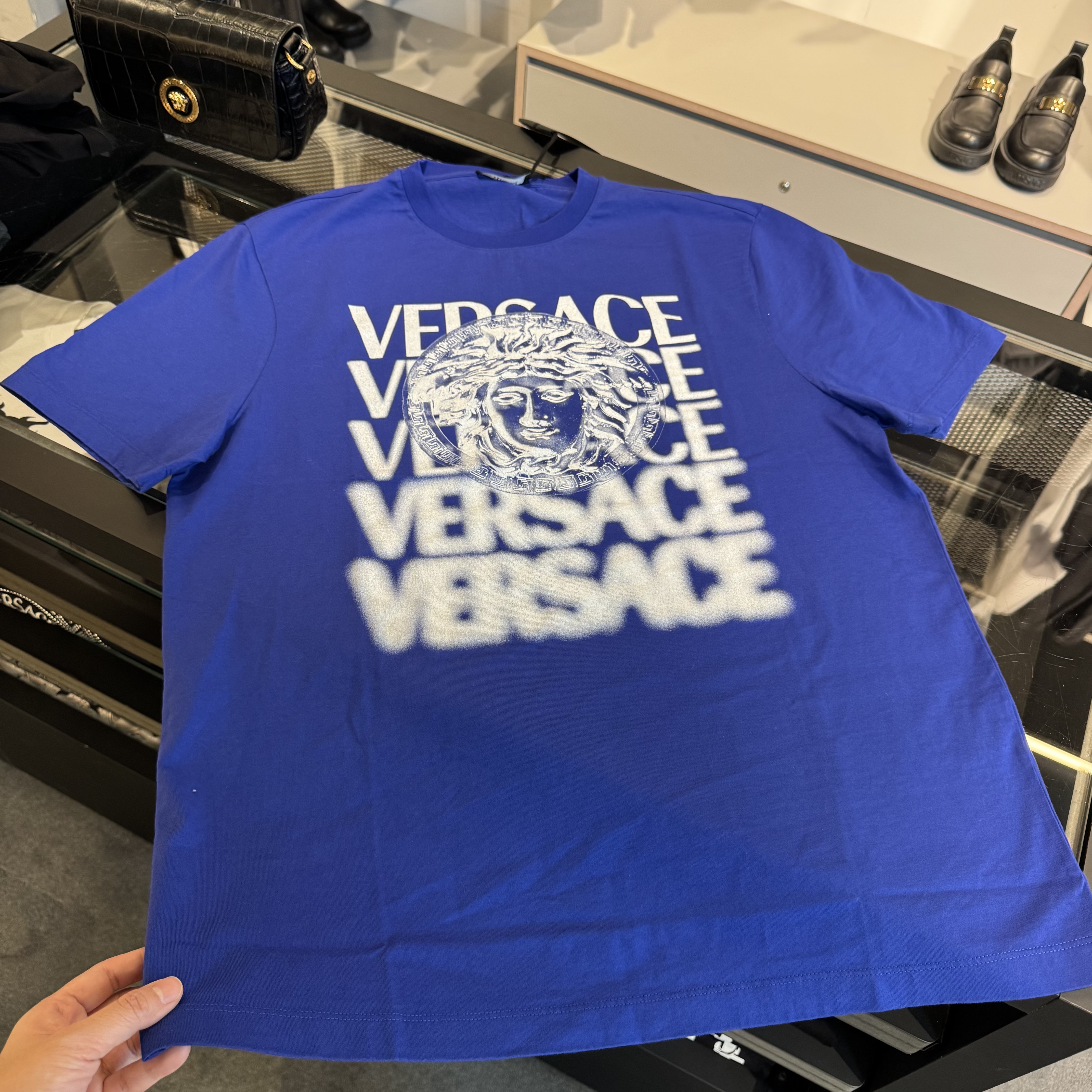 未使用 VERSACE/范思哲 男士新款春夏蓝色美杜莎头像休闲圆领T恤