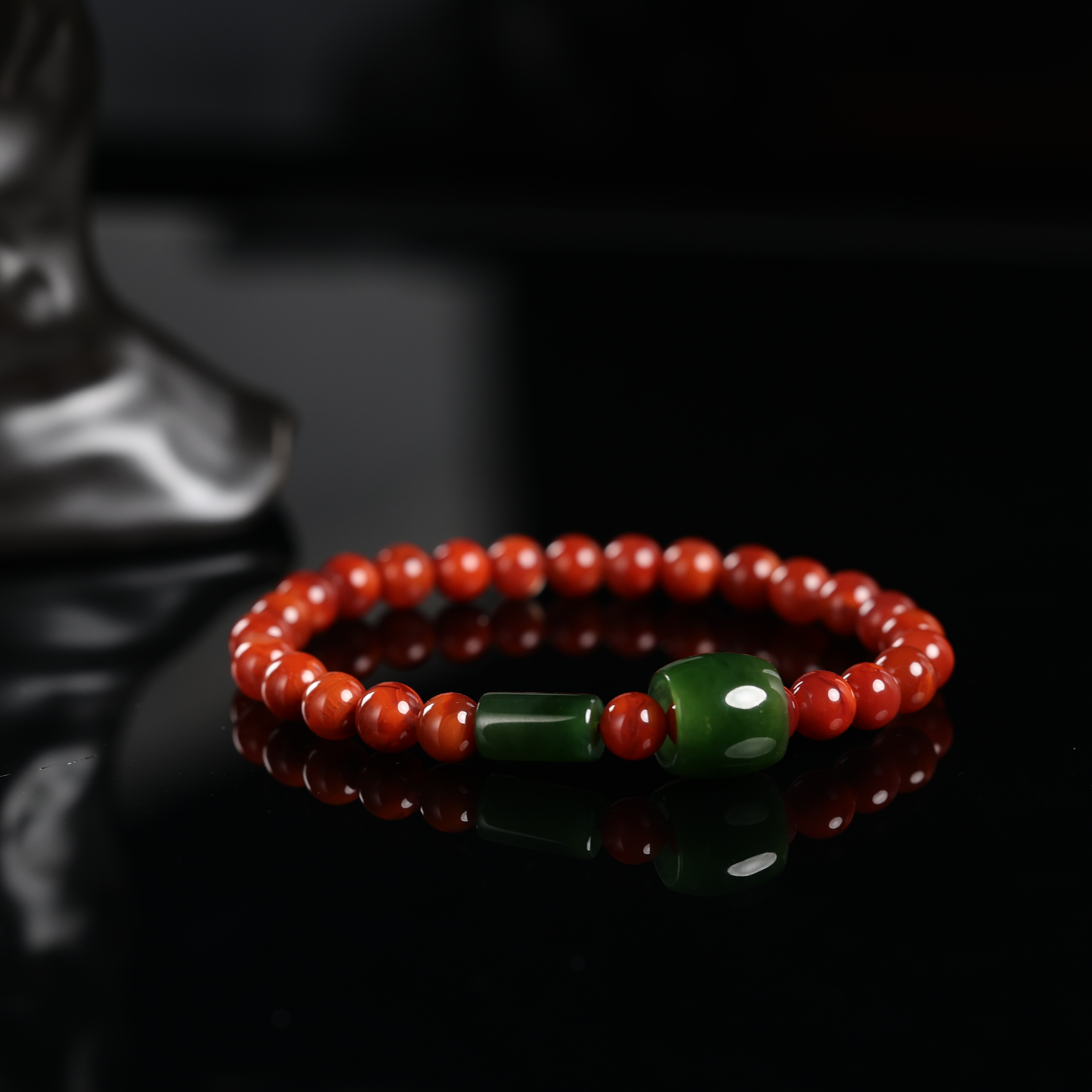 “喜宝”严选精品天然原矿南红6mm素手串 多样性发其一