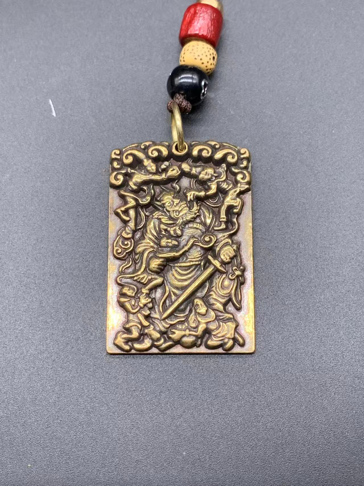黄铜天师纳福钟馗挂件吊坠复古工艺品新中式