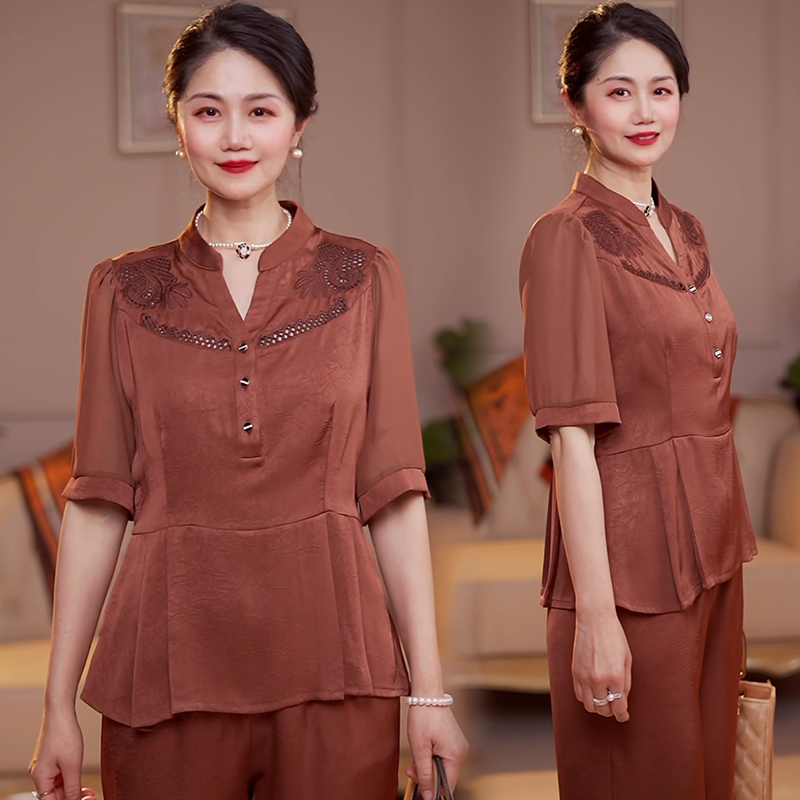 新中式妈妈夏装气质套装2025新款显瘦中老年女装夏季高级感两件套