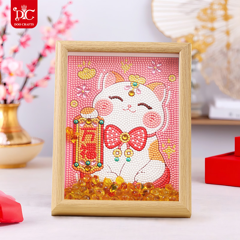 DC/蒂彩【桃花猫 旺柴狗】钻石画桌搭摆台挂画可爱手工diy闺蜜礼物