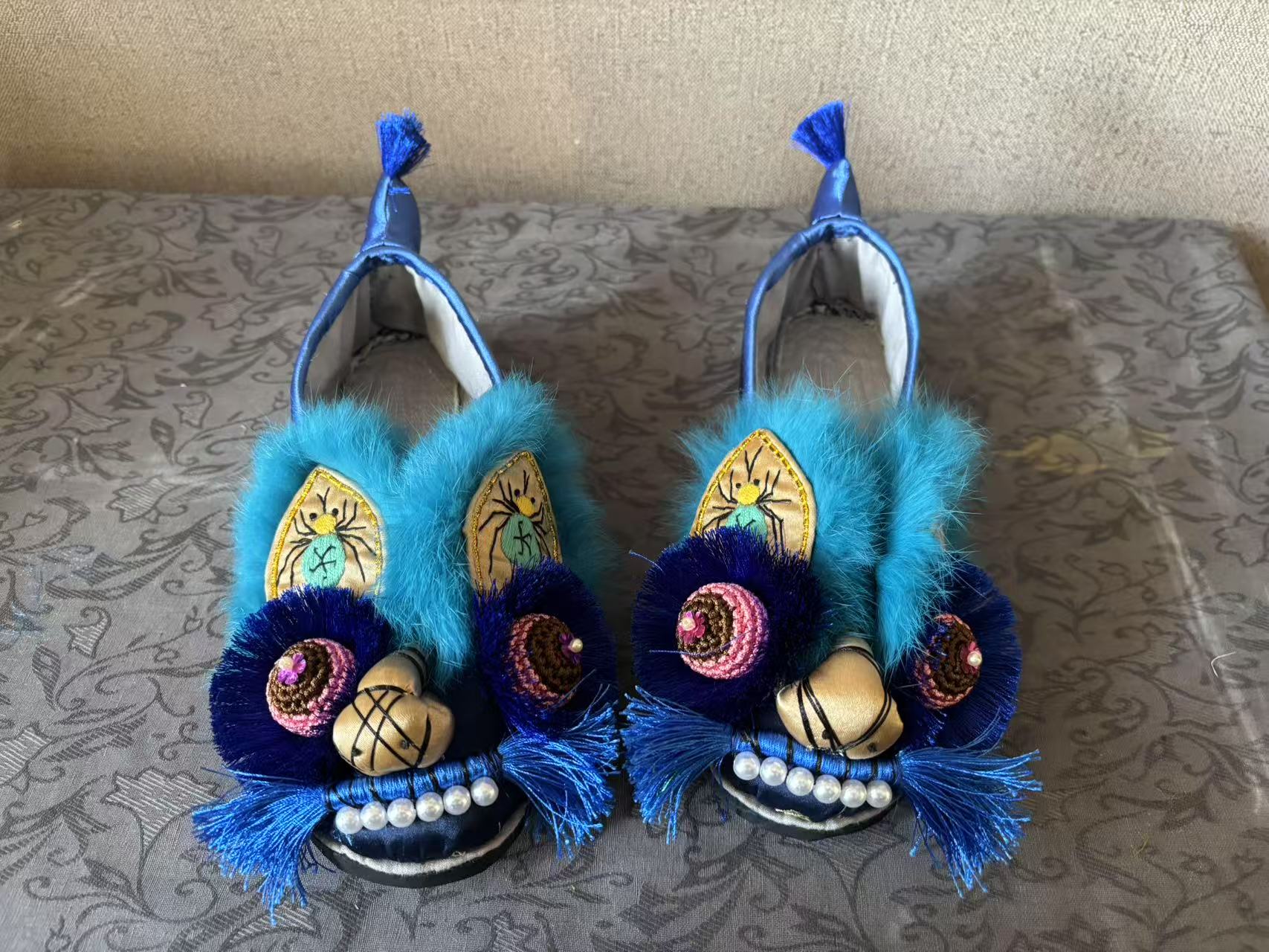 胶底虎头鞋民族风非遗手工刺绣国潮时尚绣花民族凤平底鞋包头单鞋