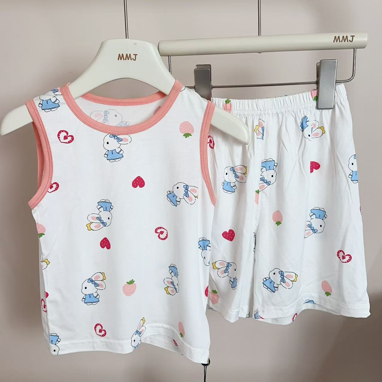 大-【60680-15爱心草莓兔】背心套装