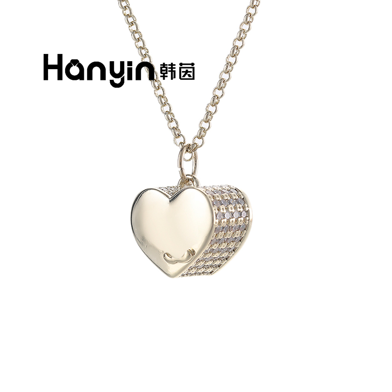 铜合金项链 高定精致优雅小香风双C泡泡立体爱心项链AAA