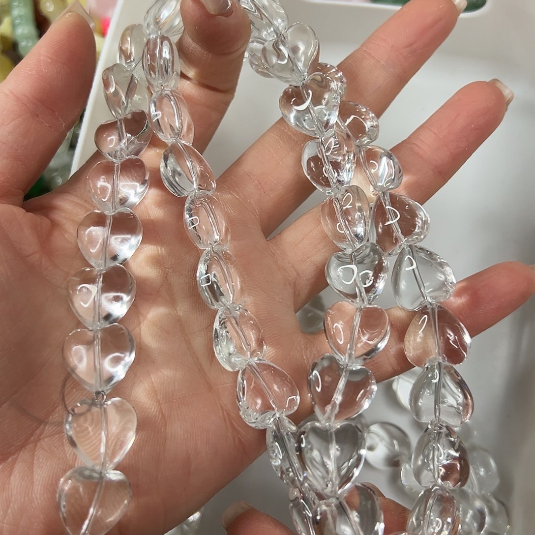 玛瑙/玉髓合金珠宝半成品，压电白水晶爱心大长条