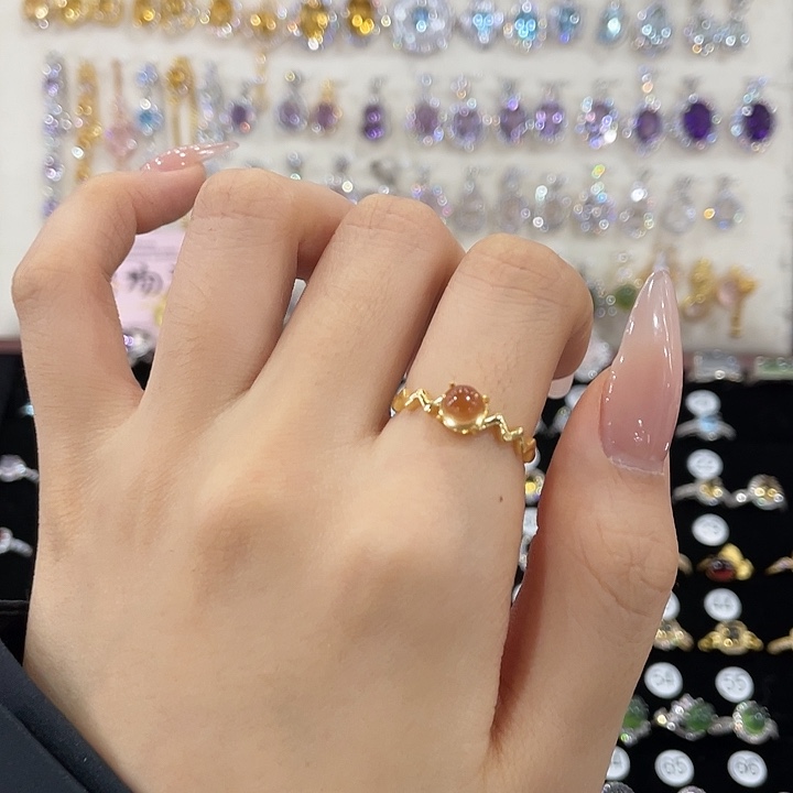 银S925镶嵌黄晶戒指金托不保色