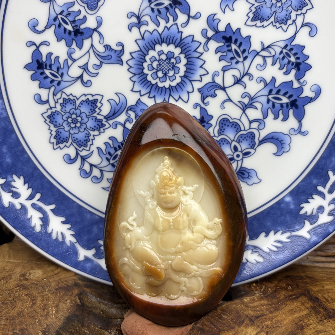 新疆和田玉，黄财神，263克