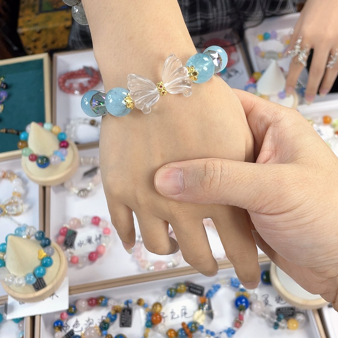 水晶手链银S925镀金镶嵌