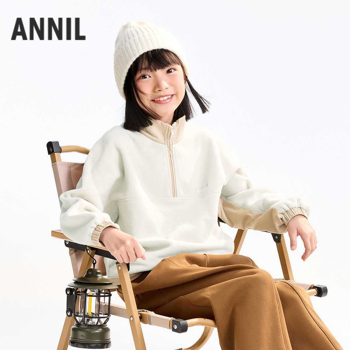 【双面绒卫衣】女童时尚半开领长袖卫衣秋季新款安奈儿童装EG531560