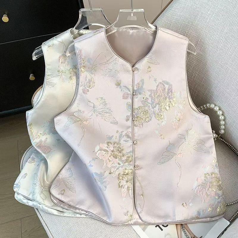 （蝴蝶）秋季新款马甲女洋气百搭新中式无袖马夹复古网红时尚