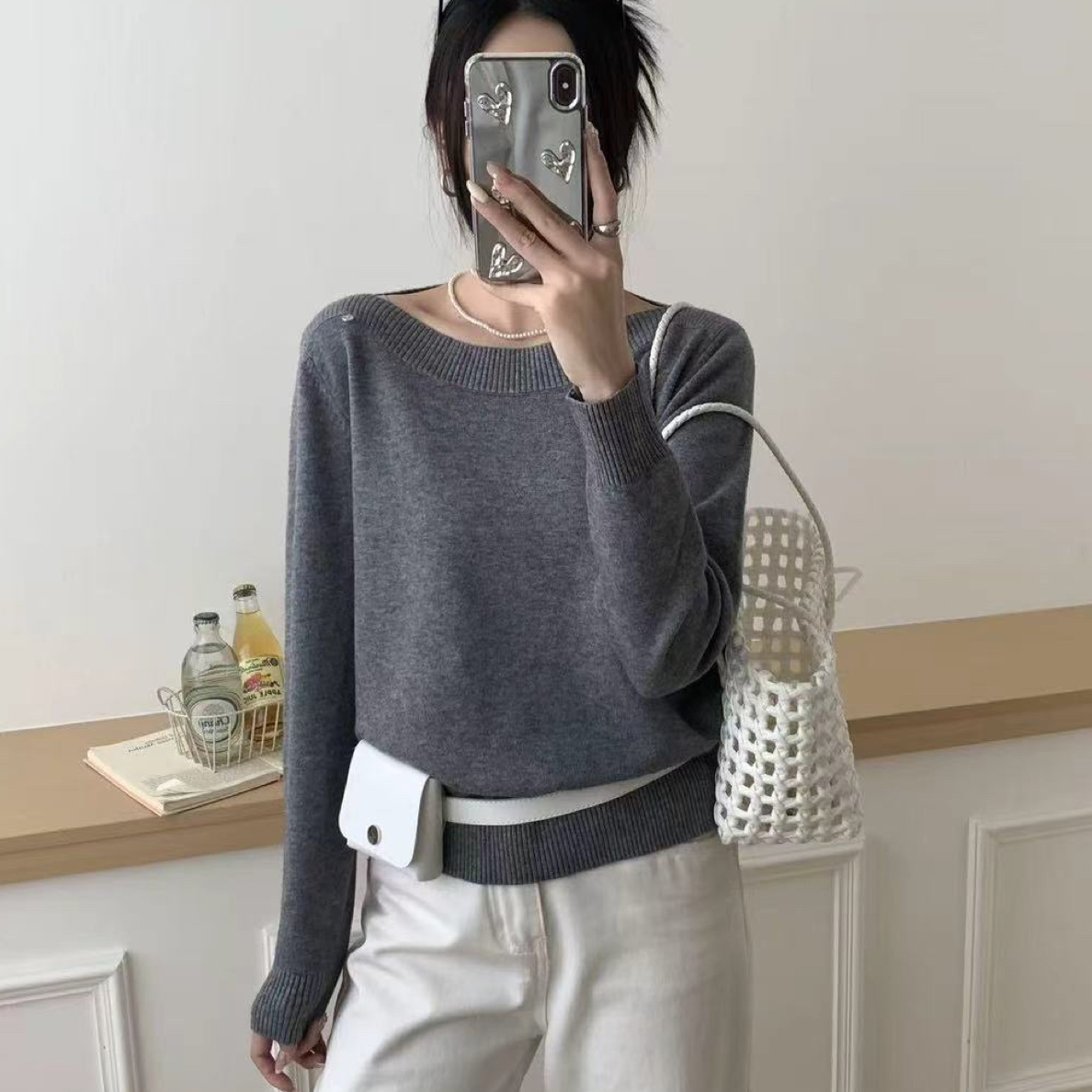 女针织毛针织衫慵懒荷叶边针织衫时尚韩版百搭宽松