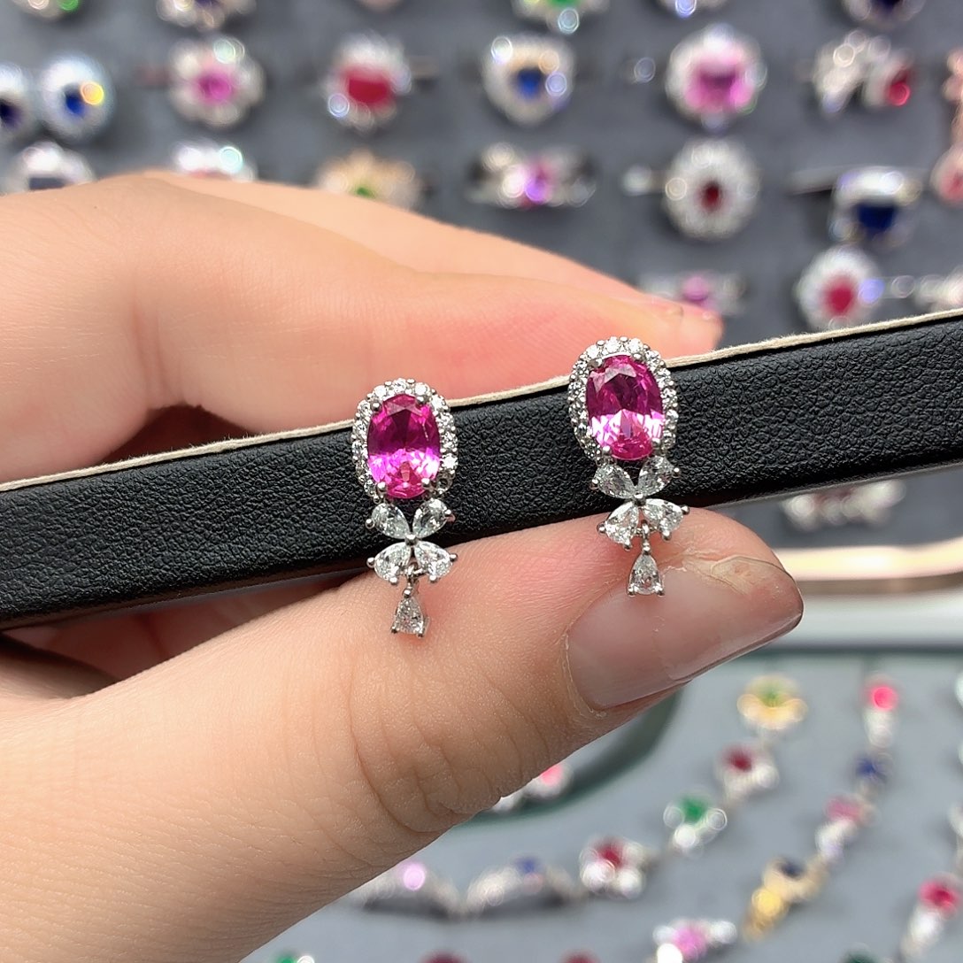 925银培育帕帕拉恰色粉蓝宝