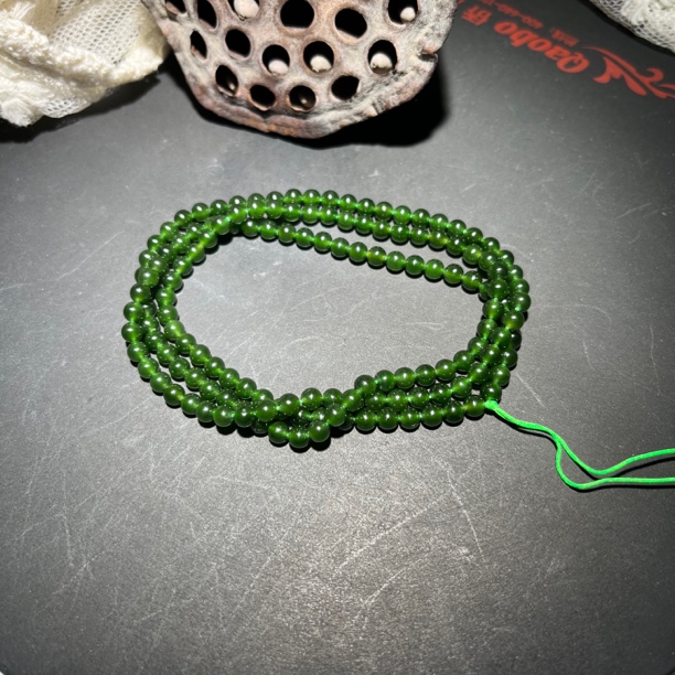 碧玉菠菜绿圆珠珠链时尚精致颈饰（4mm) 