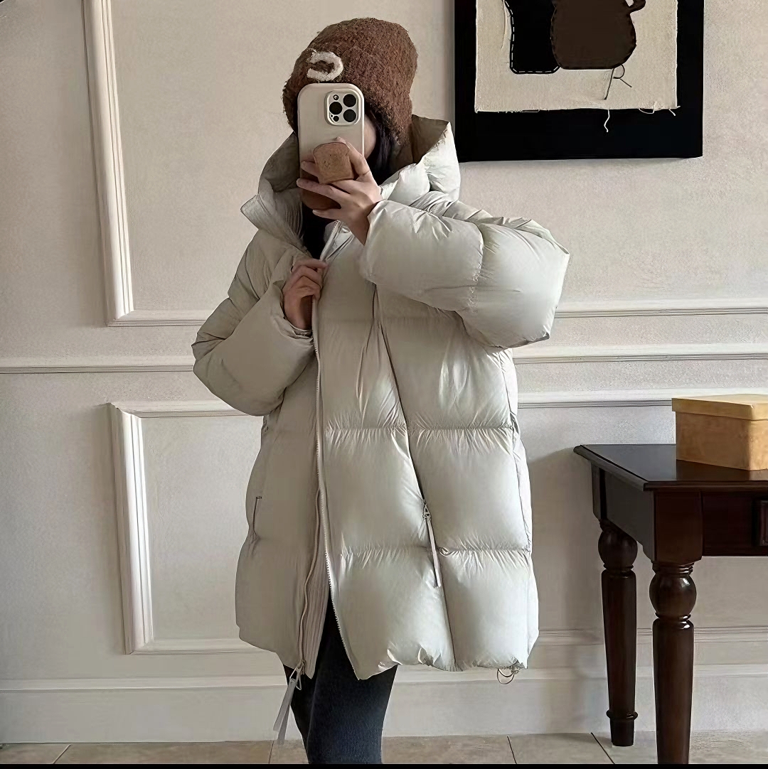 【90鸭绒泡芙中长款】云朵泡芙服女中长款2025新款加厚连帽羽绒棉服