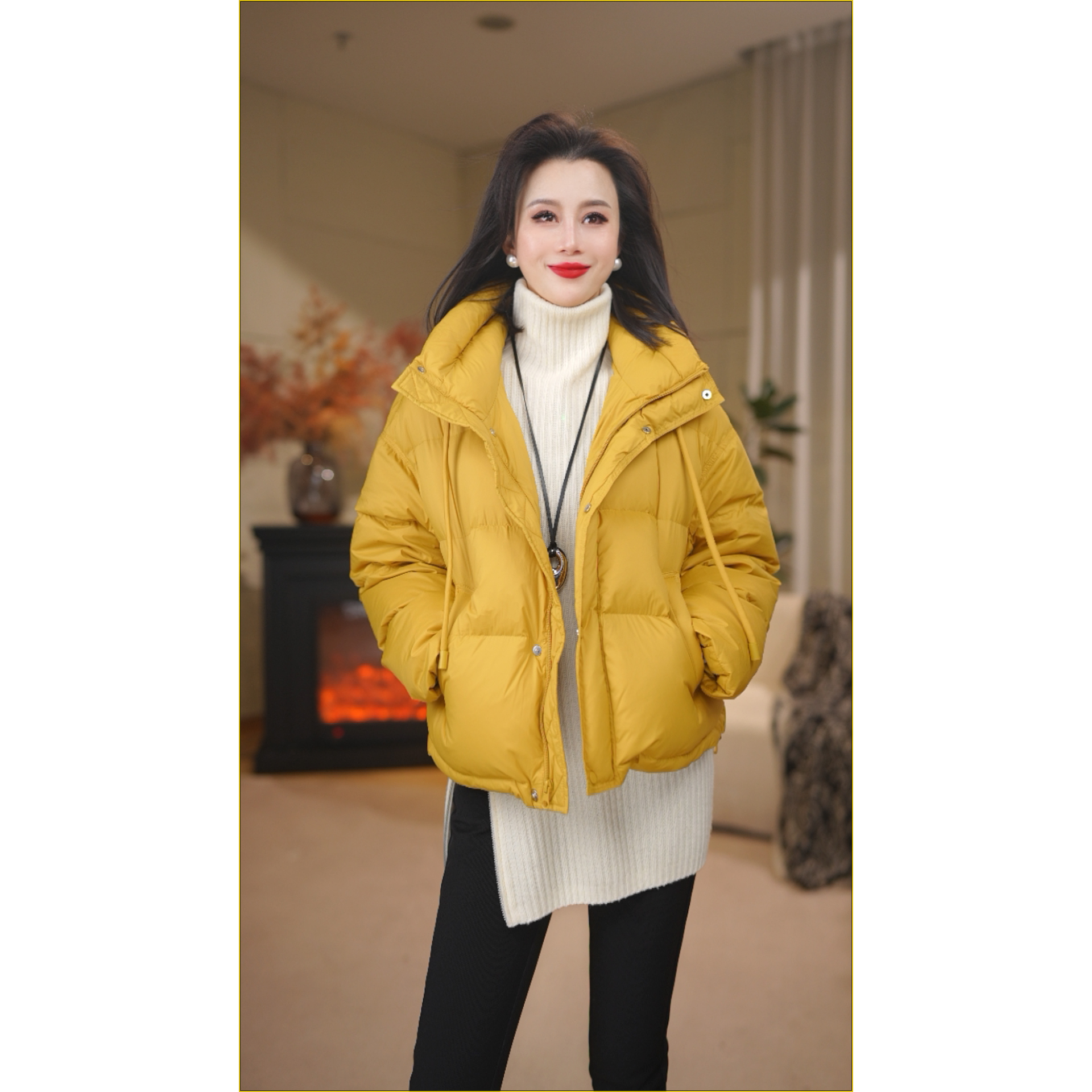 【向阳】90白鸭绒宽松短款廓形羽绒包羽绒服1309