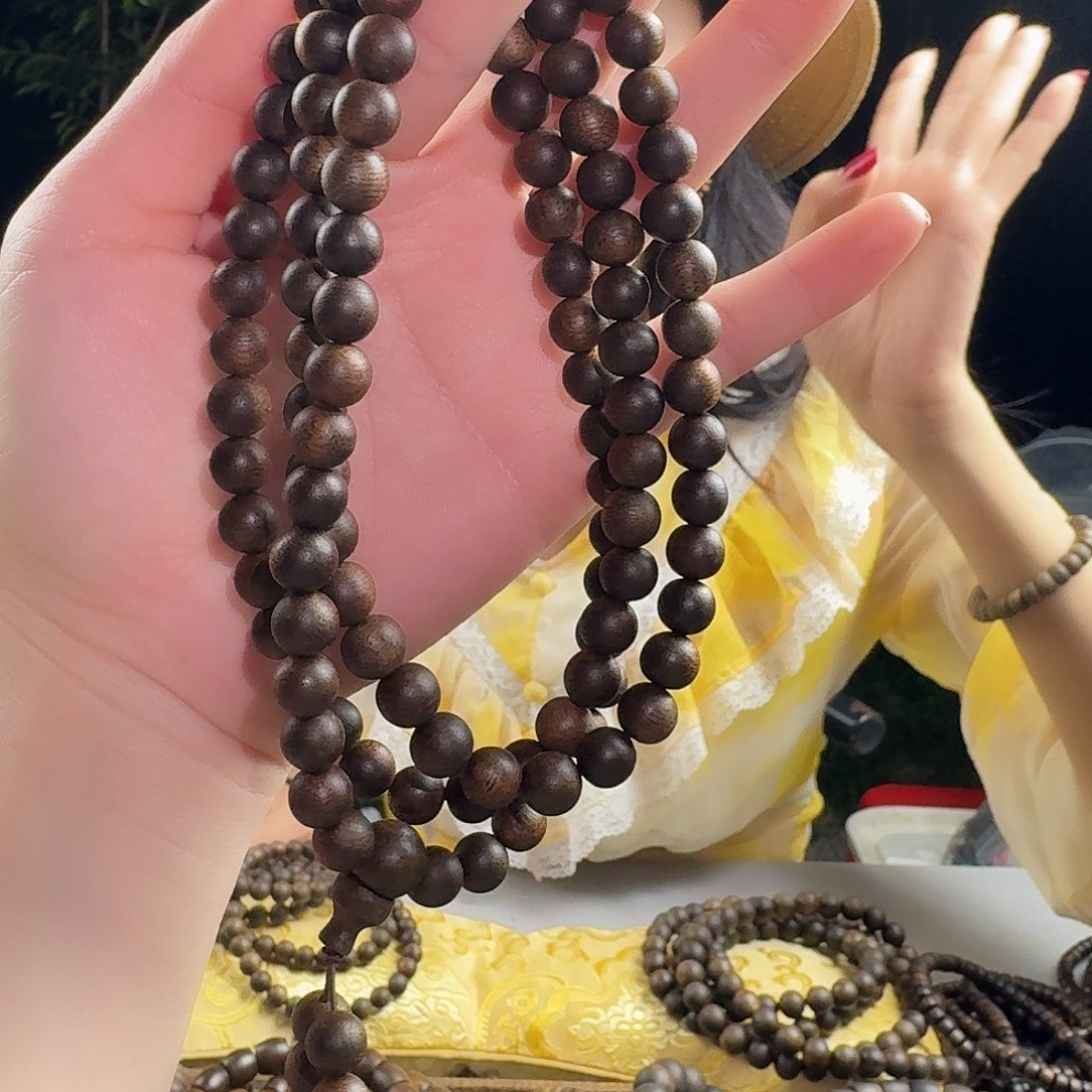 沉香香囊沉香黄棋楠圆珠多圈卡08发一沉水级