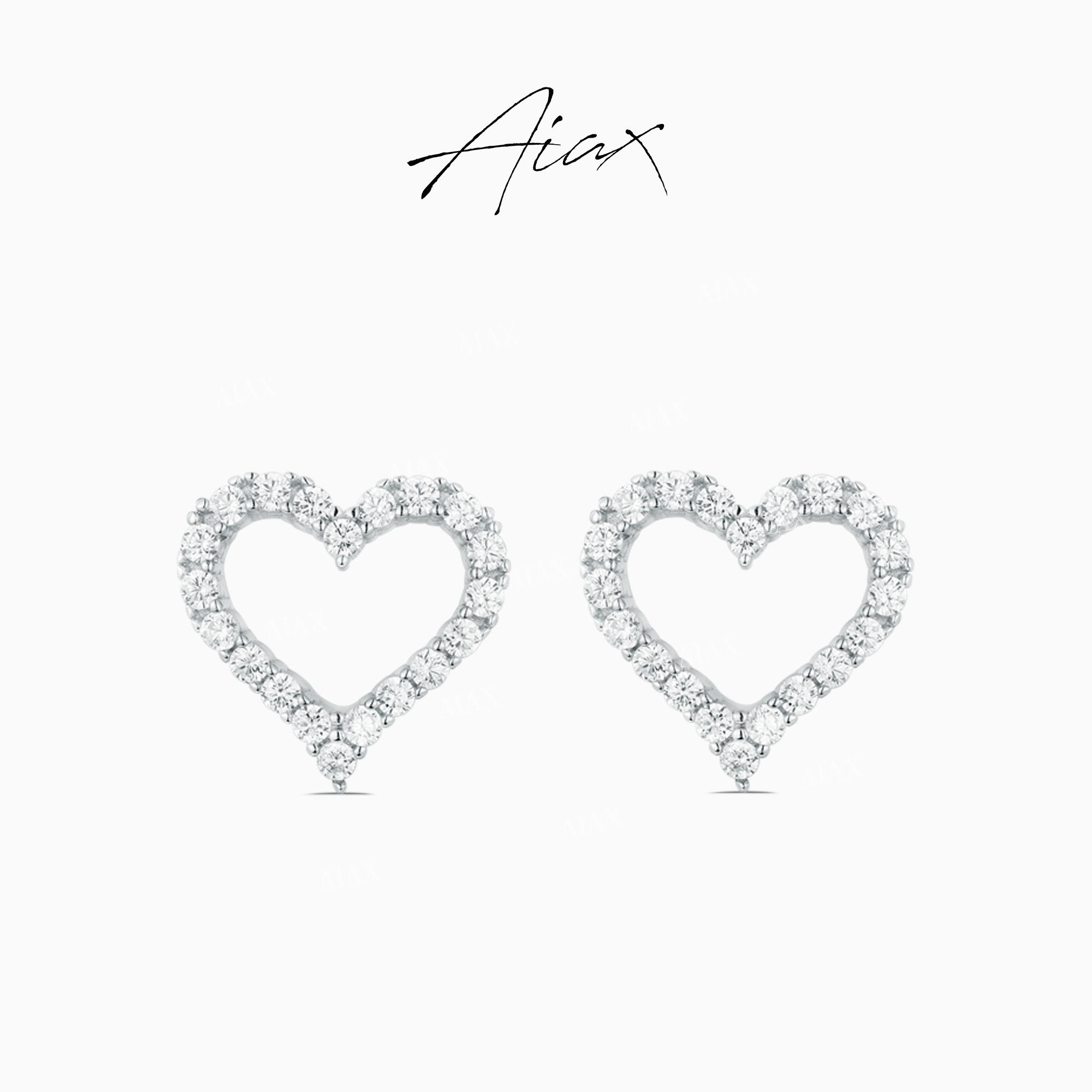 AIAX 镀K金 美国简约时尚百搭手工镶嵌镂空爱心时尚耳钉TSL436