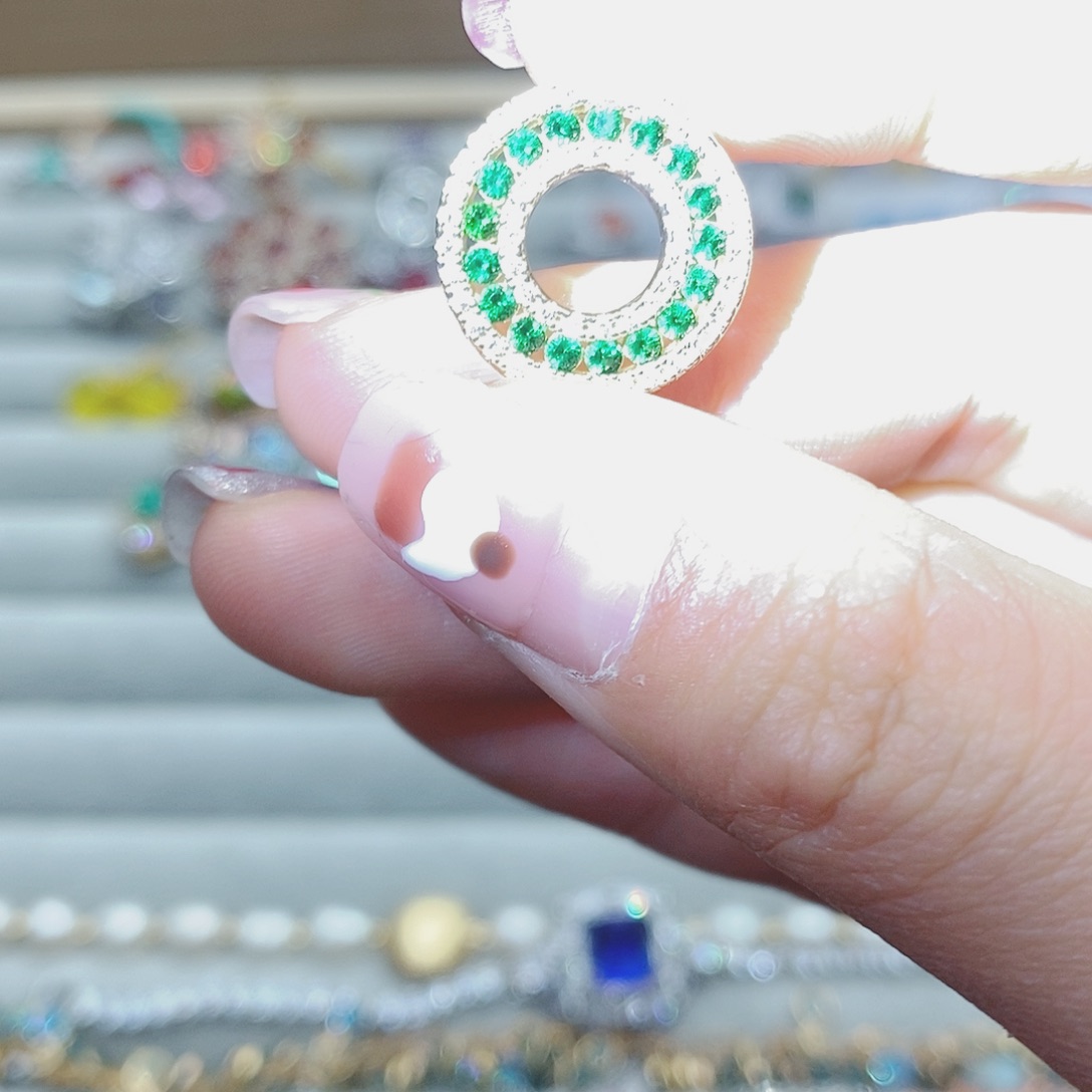 【闪购商品】绿水晶戒指银S925镶嵌