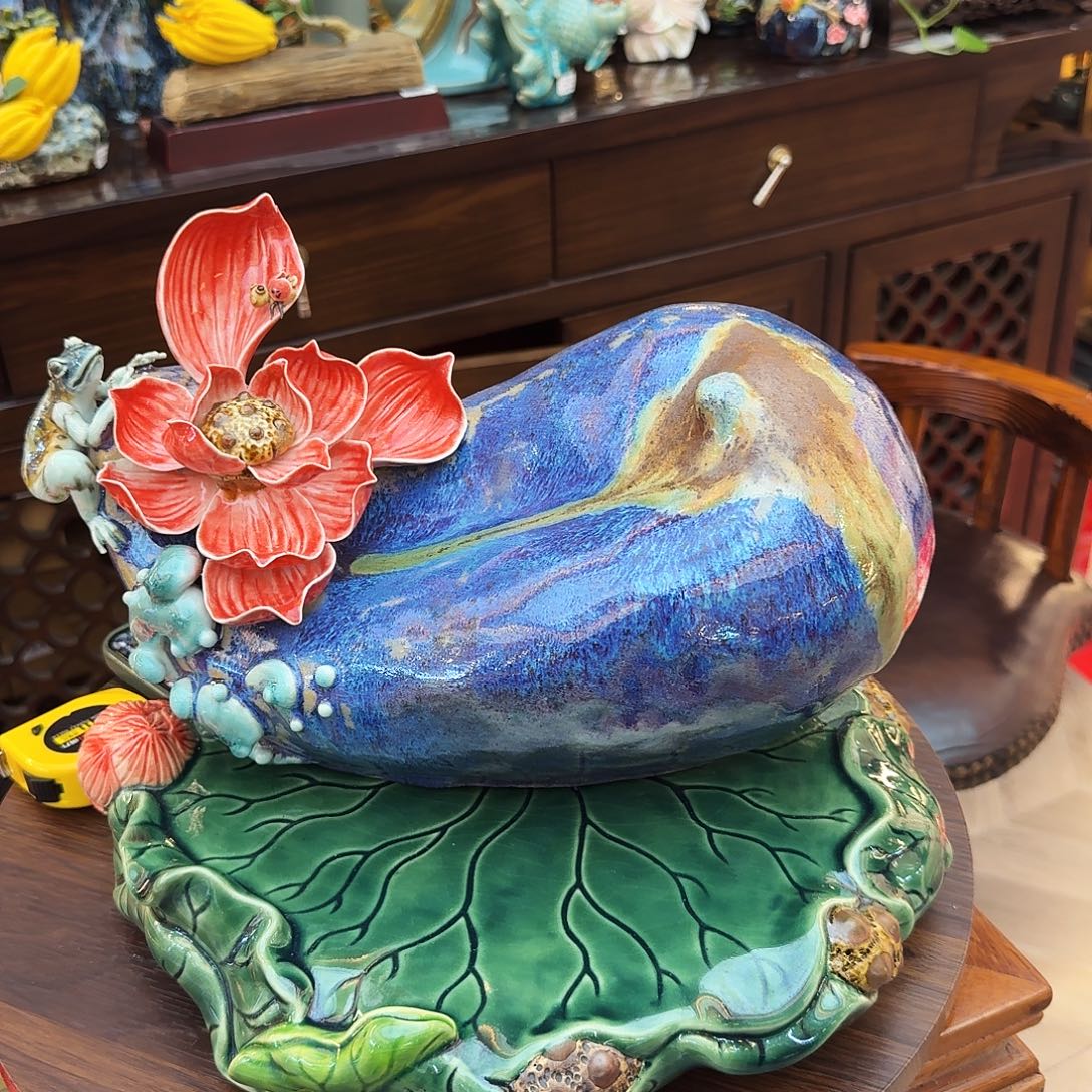 简***单陶瓷32直径荷叶盘精品