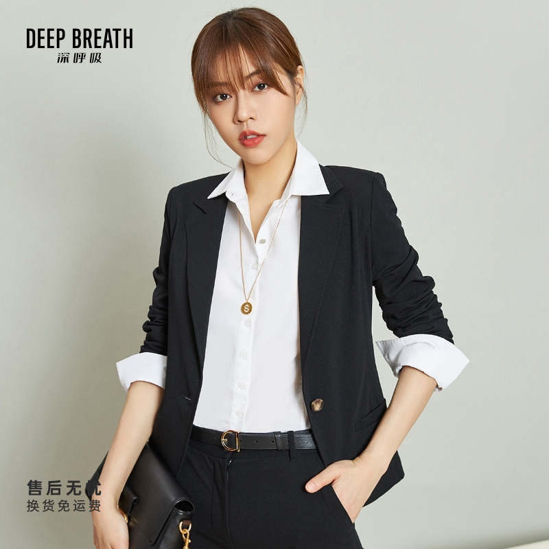 DEEP BREATH深呼吸通勤长袖修身显瘦一粒扣西装外套女士8400050