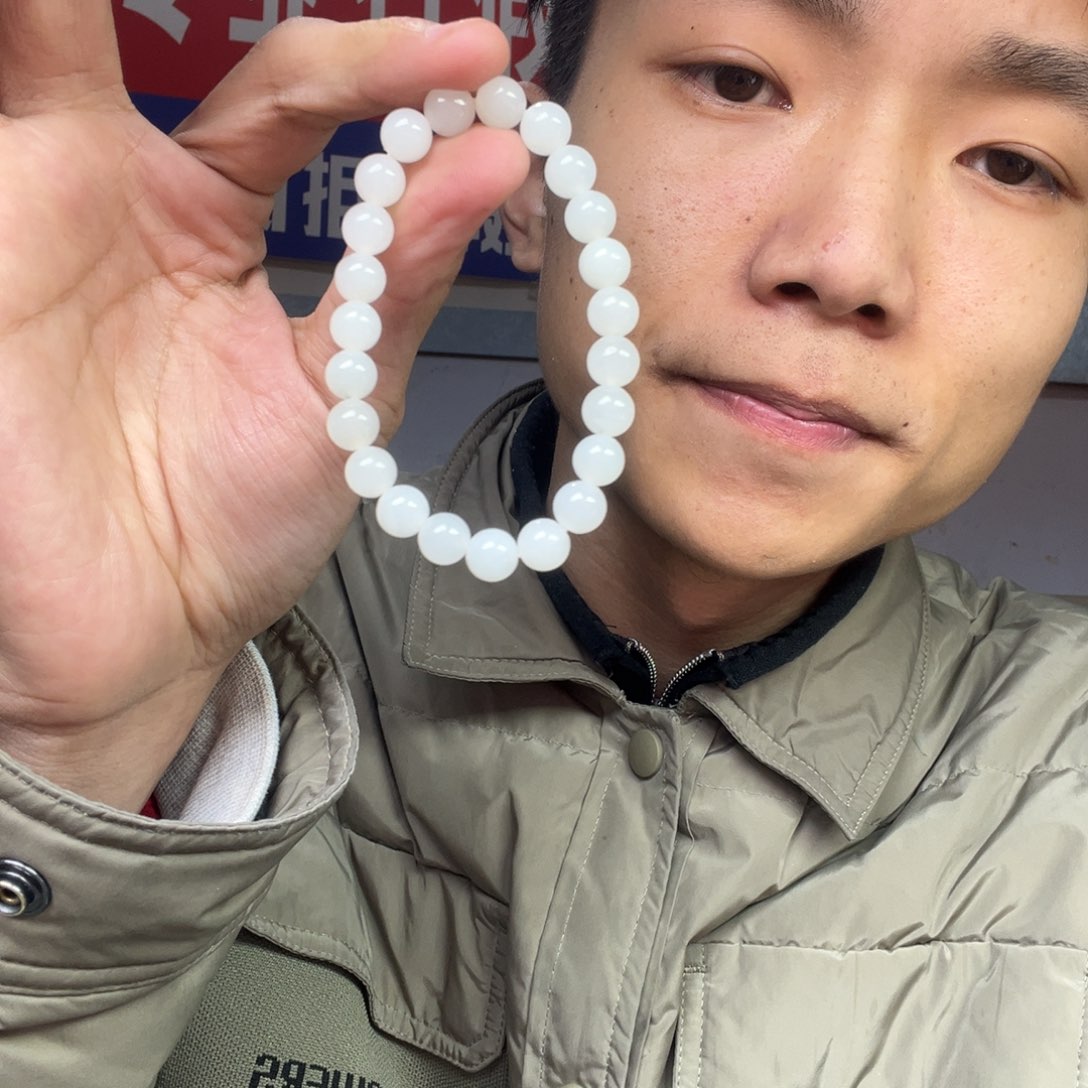 和田玉手链未镶嵌多样性钢板料野牛沟羊脂玉卡8货头