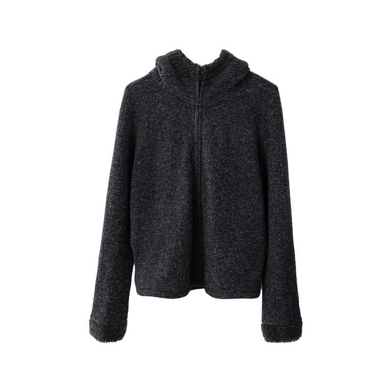 柔软亲肤双面绒毛保暖连帽卫衣外套内搭打底开衫上衣5136