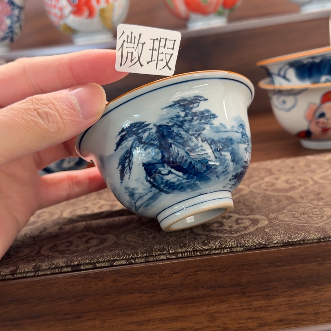 釉下彩纯手绘微瑕