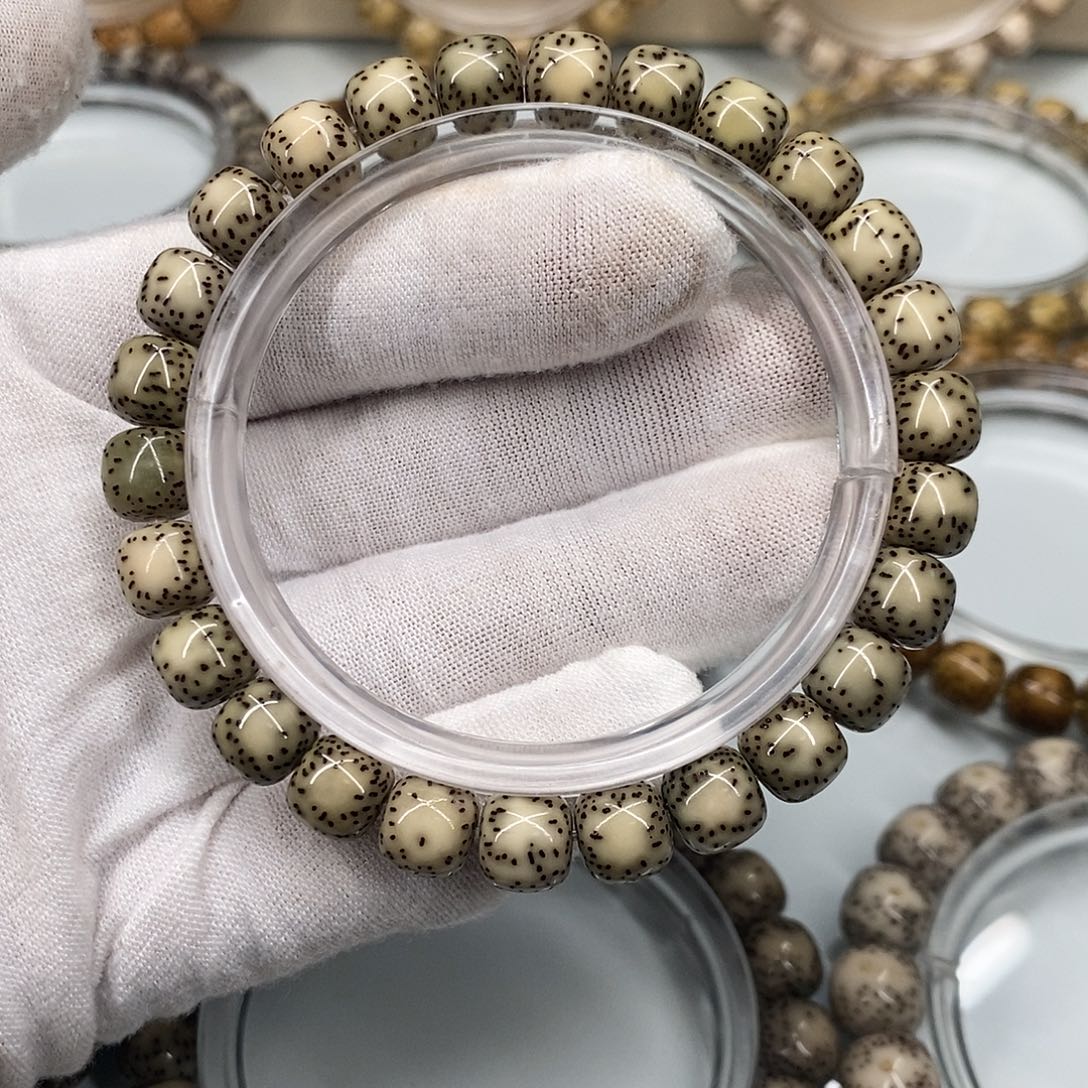 星月菩提手串9×8一物一图原生态同枝青花瓷双留白细星福利