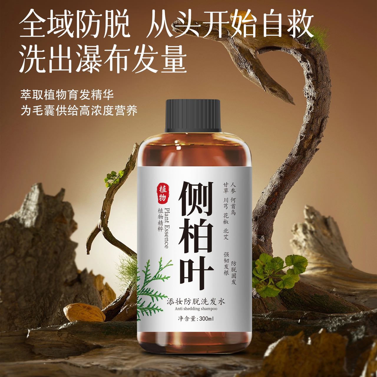 侧柏叶何首乌无患子茶油固发护发洗发水