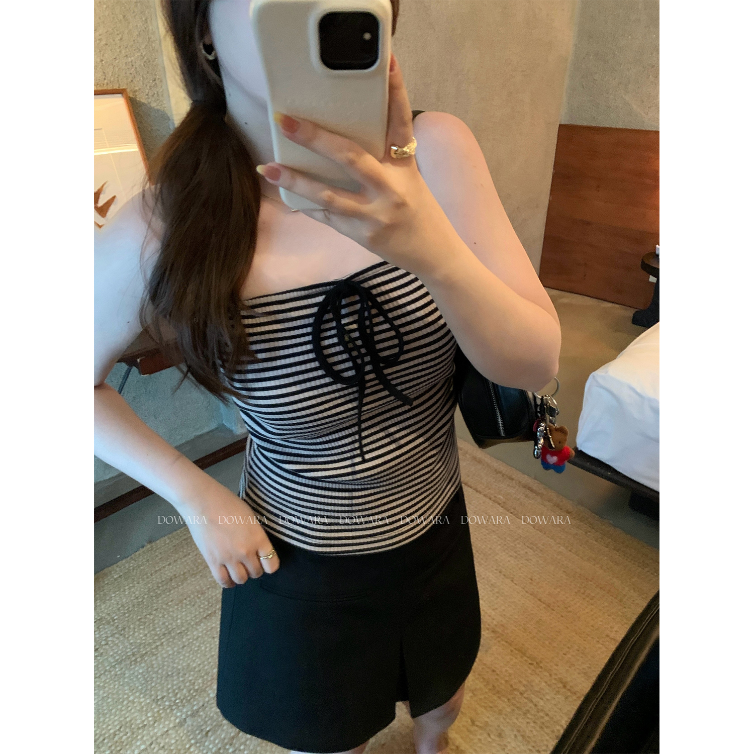 现货大婉酱微胖定制韩系百搭条纹吊带背心春季新款无袖内搭 6528D