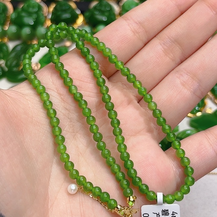 和田玉（碧玉）项链18K金镶嵌