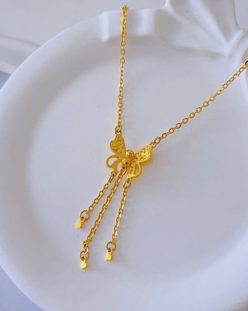 【赛菲尔万足】足金999.9在逃公主蝴蝶黄金套链项链