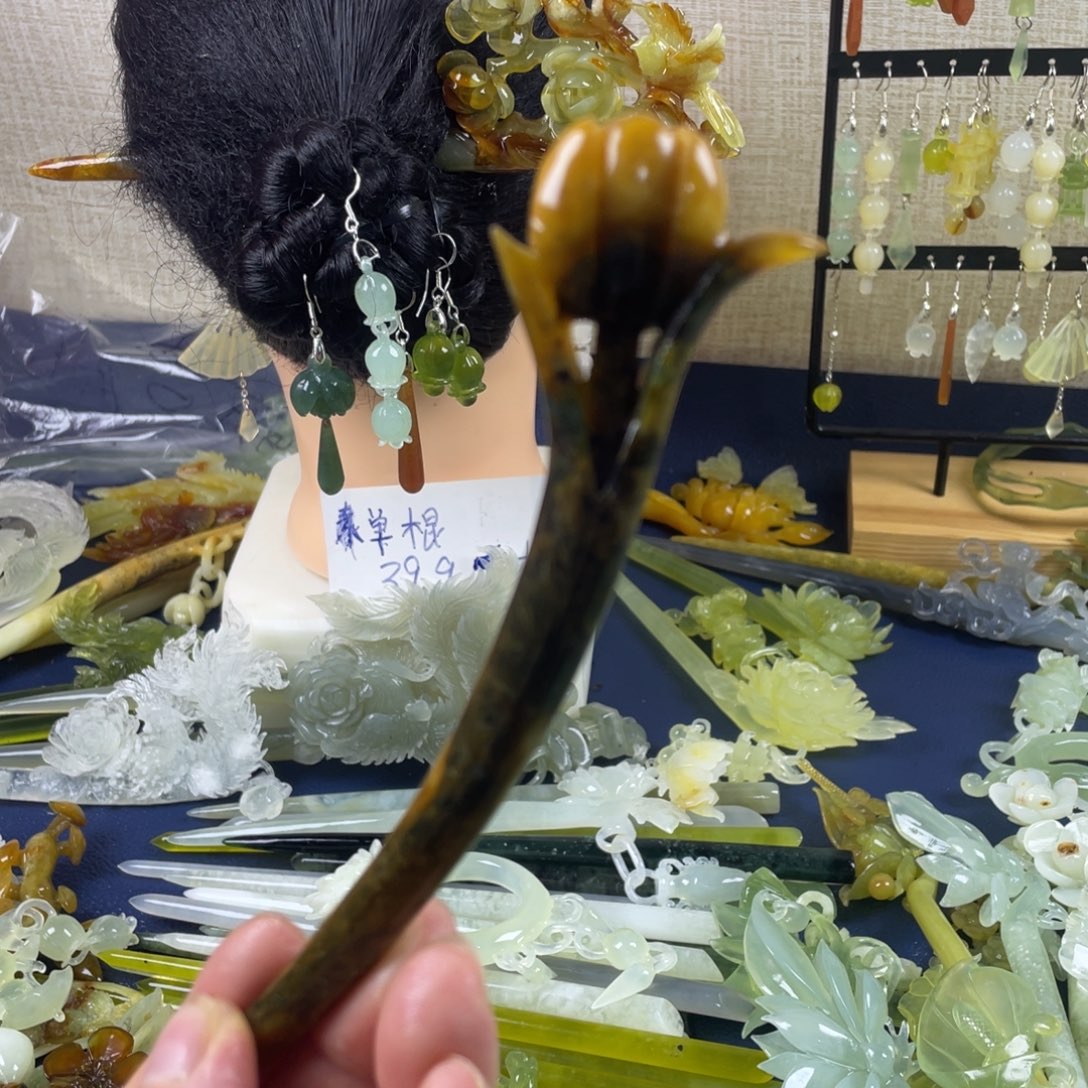 未镶嵌蛇纹石玉发饰