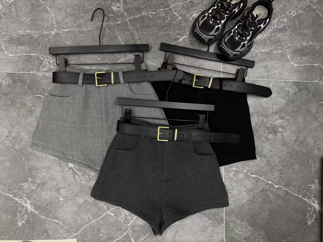 复古辣妹a字呢料短裤韩版高腰显瘦百搭短裤毛呢336